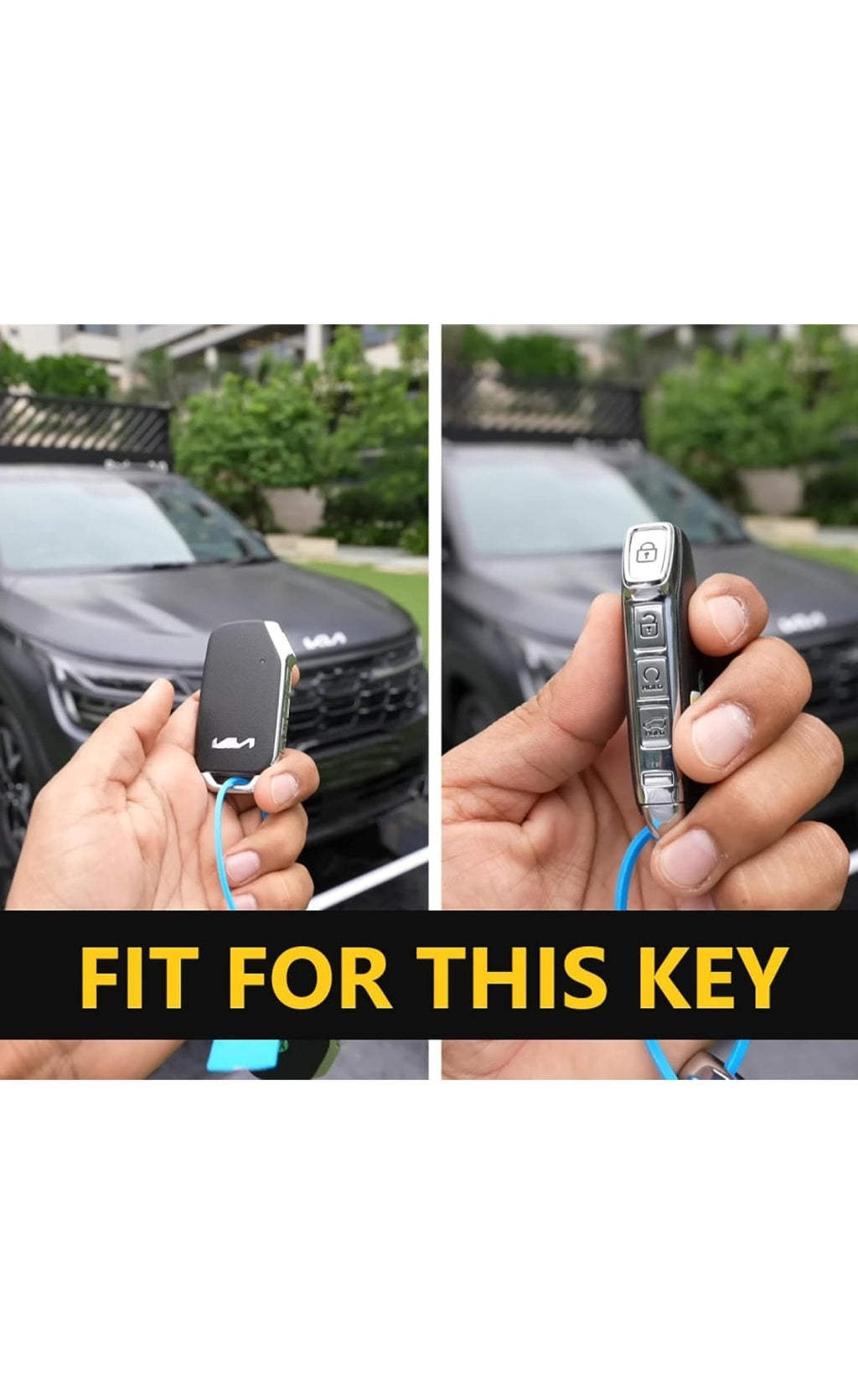 Zinc Alloy Key Cover for Kia Sonet,Seltos,Carens,Carnival Sensor key 4 buttons.