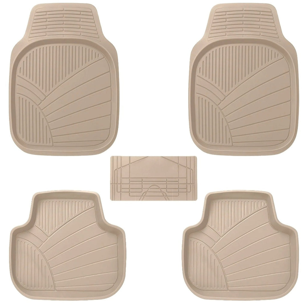 NineX Universal Anti-Slip PVC Car Floor Mats | Heavy-Duty All-Weather Protection[Beige]