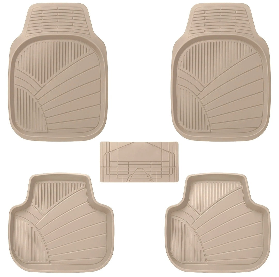 NineX Universal Anti-Slip PVC Car Floor Mats | Heavy-Duty All-Weather Protection[Beige]