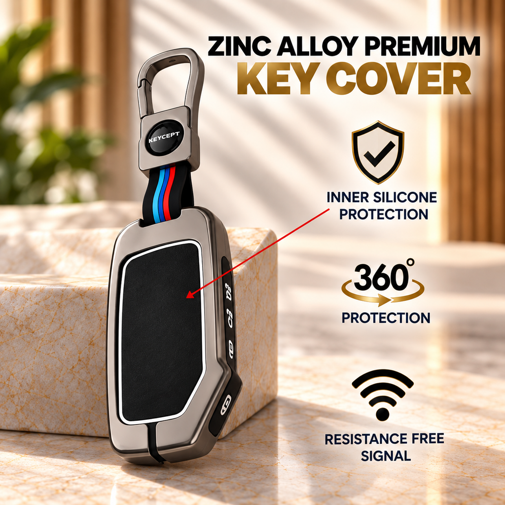 Zinc Alloy Key Cover for Kia Sonet,Seltos,Carens,Carnival Sensor key 4 buttons.