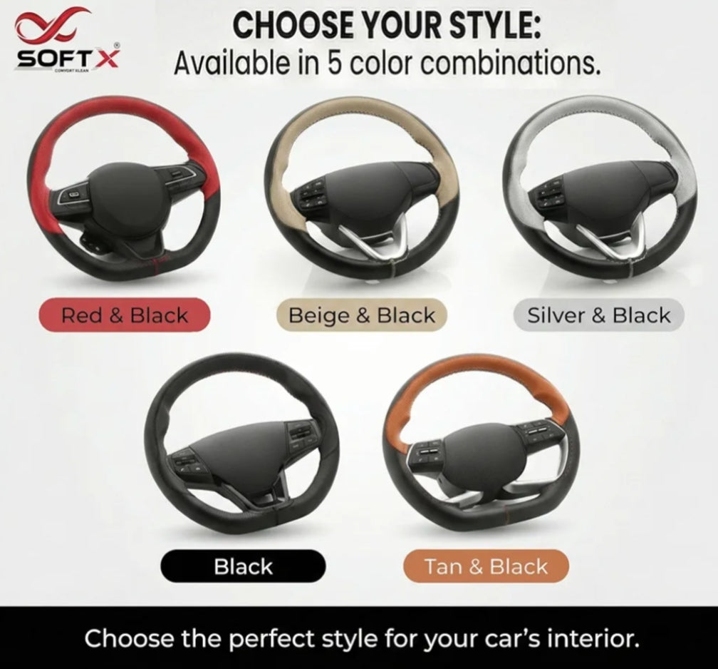 SOFT X Premium Steering Wheel cover (Black+Grey)