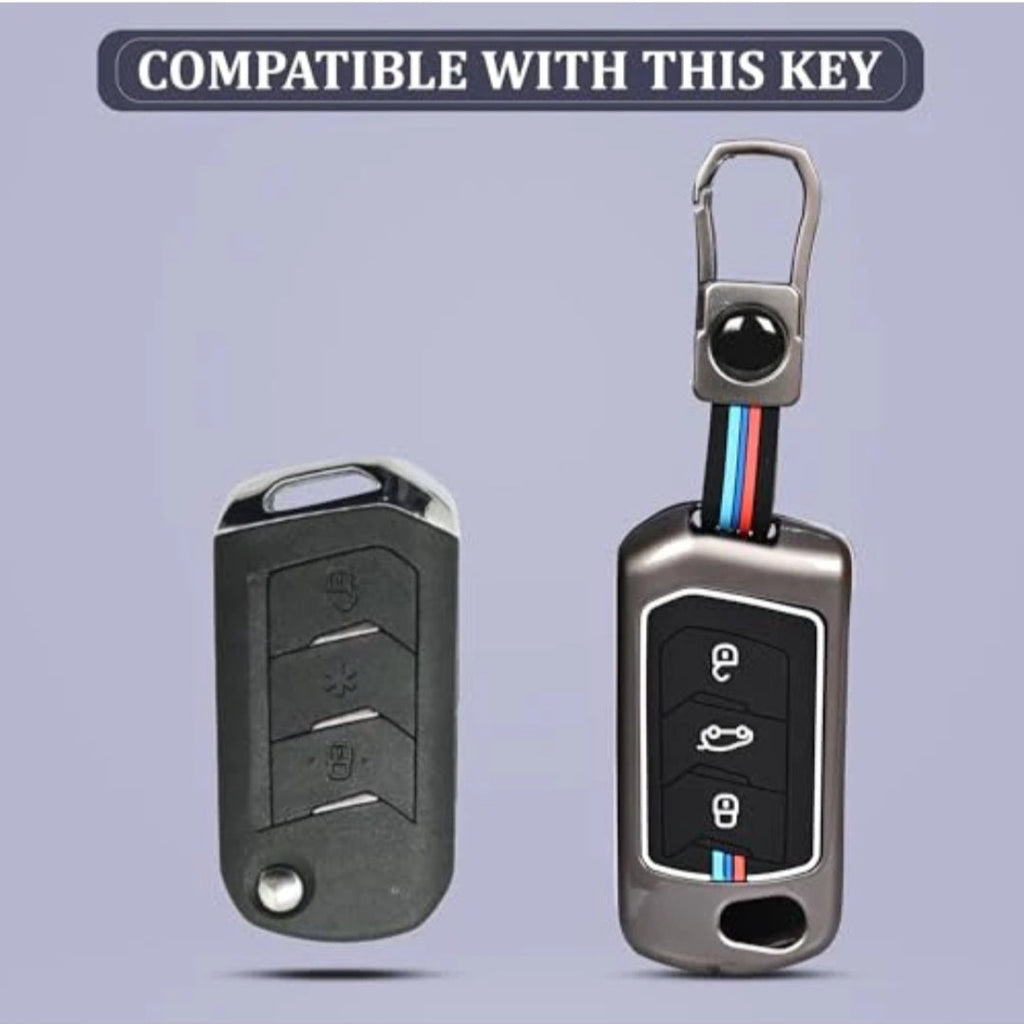 Zinc Alloy Key Cover for Mahindra Scorpio N ,Xuv 700 , Xuv 3XO,Bolero,Roxx,Scorpio 3 button flip key